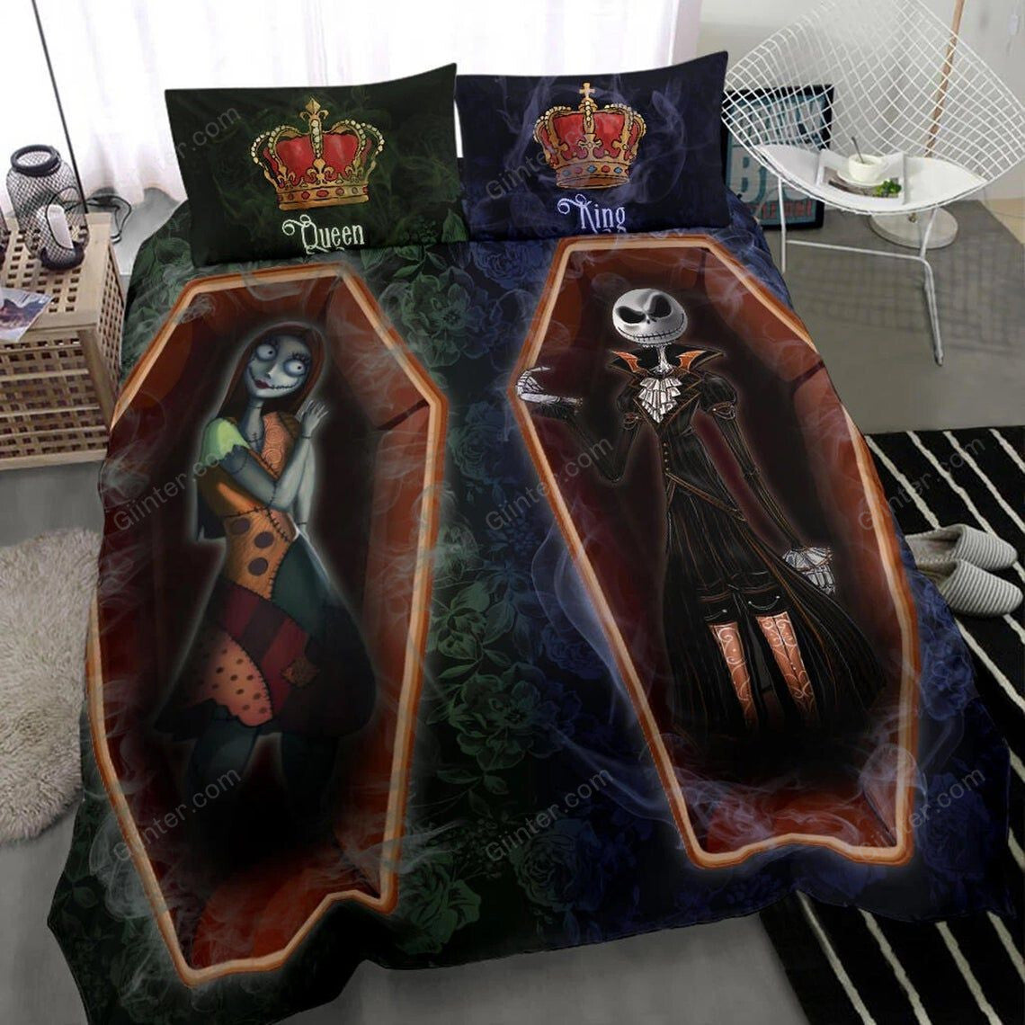 Jack Skellington & Sally - King & Queen Quilt Bedding Set