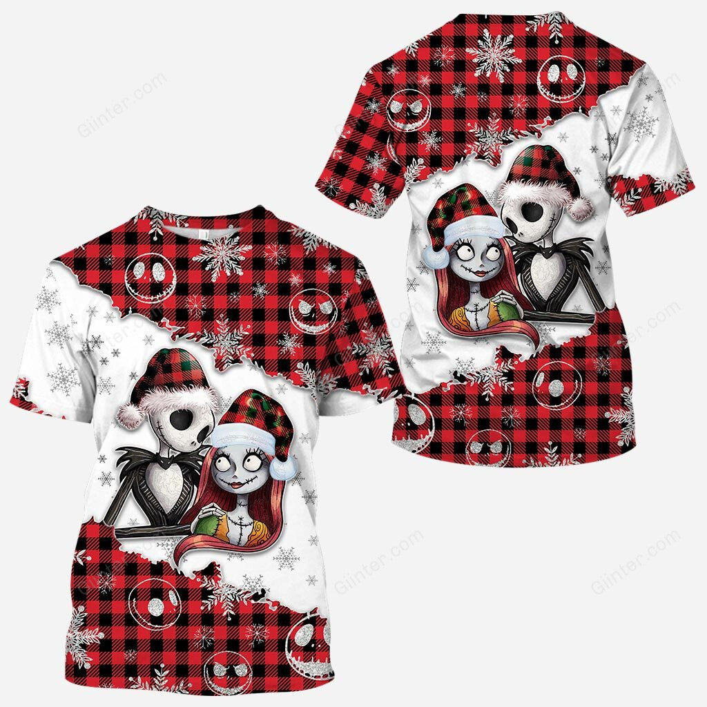 Jack Skellington & Sally Christmas Pattern Women 3D Shirts GINNBC81057