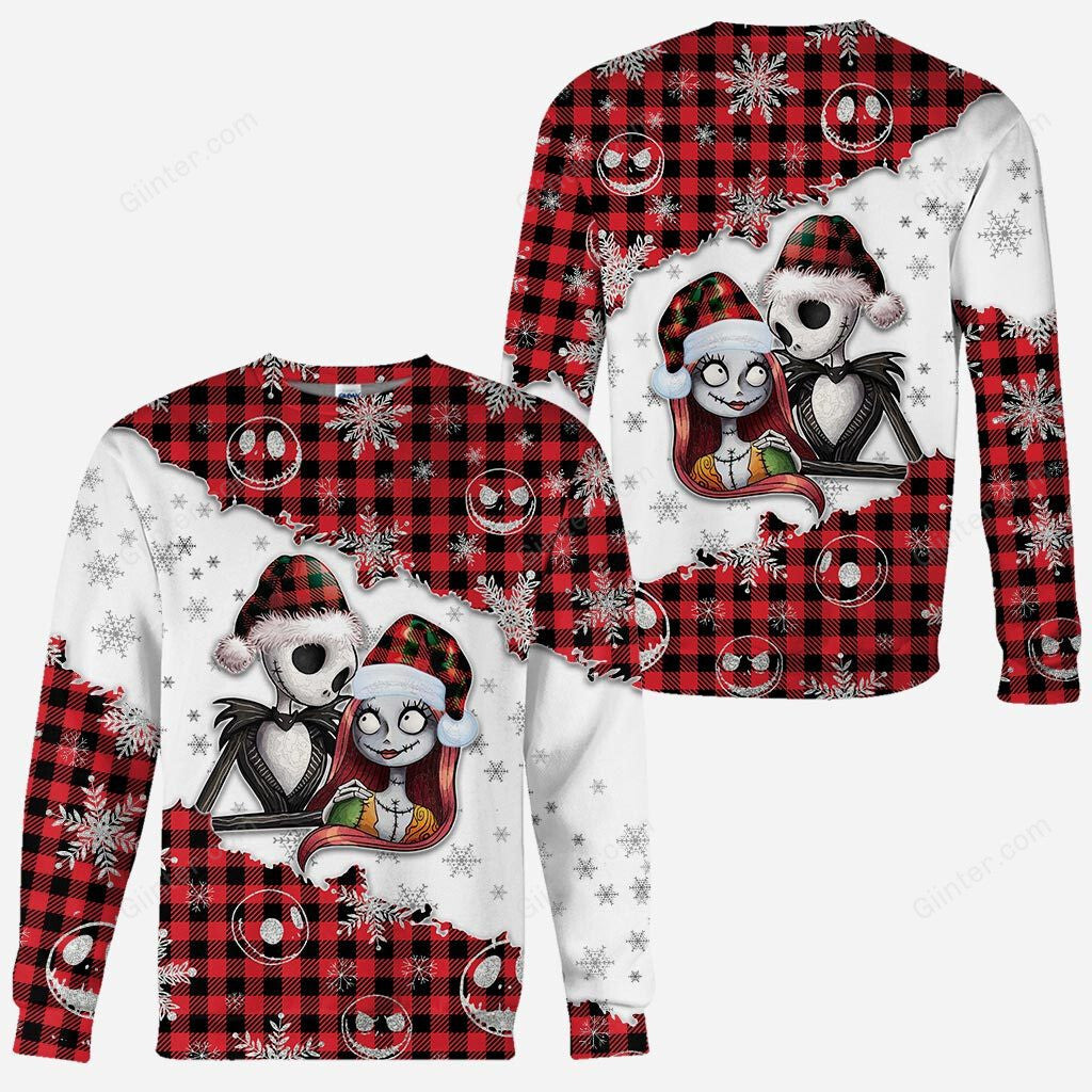 Jack Skellington & Sally Christmas Pattern Women 3D Shirts GINNBC81057