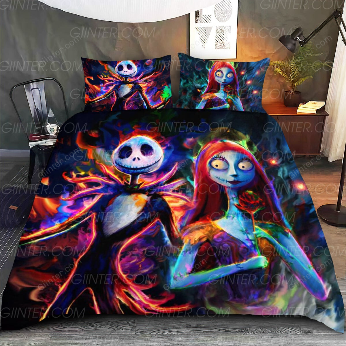 Jack Skellington & Sally Duvet Cover Bedding Set GINNBC98937