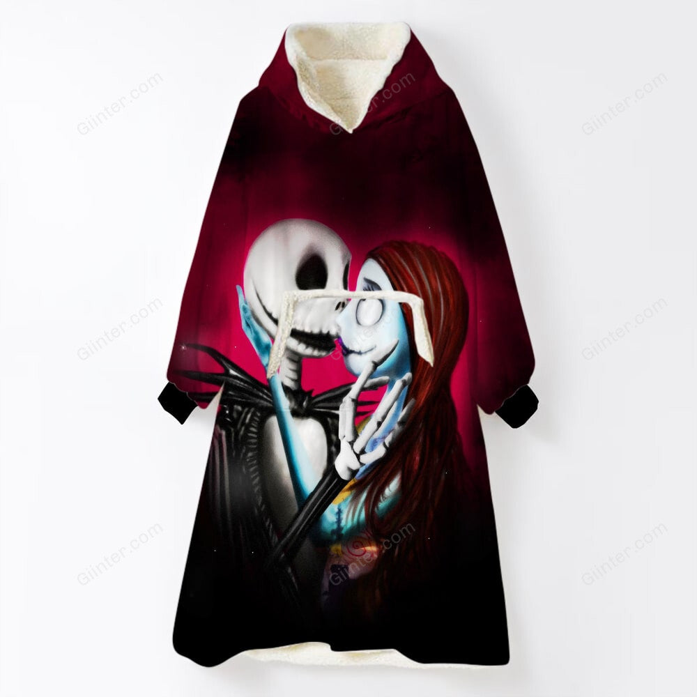 Jack Skellington & Sally True Love Never Die Oversize Heavy Fleece Hoodie Blanket GINNBC74791