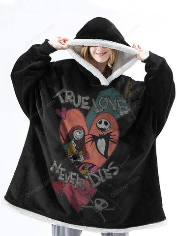 Jack Skellington & Sally True Love Never Die Oversize Heavy Fleece Hoodie Blanket GINNBC82538