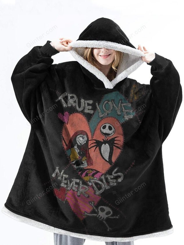 Jack Skellington & Sally True Love Never Die Oversize Heavy Fleece Hoodie Blanket GINNBC82538