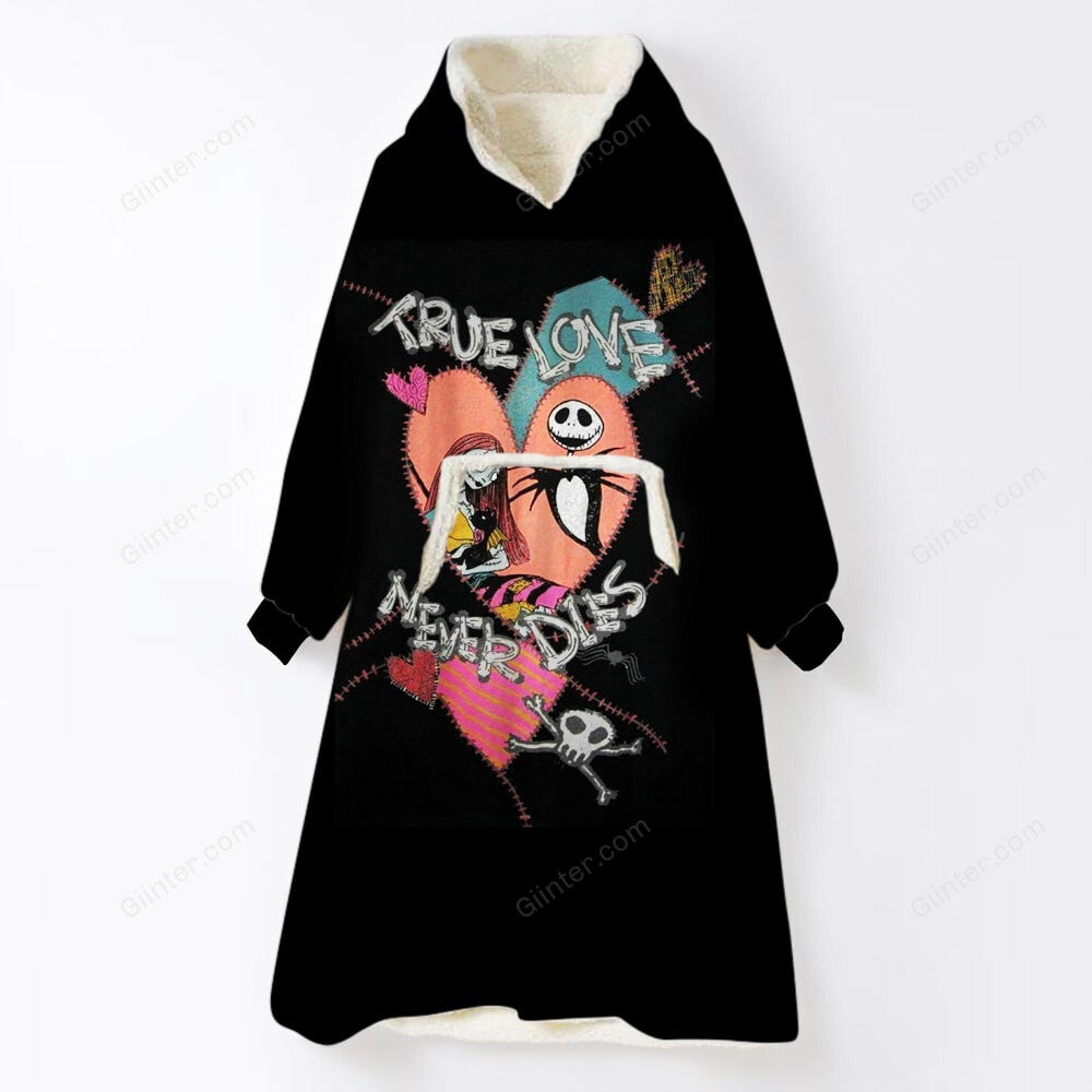 Jack Skellington & Sally True Love Never Die Oversize Heavy Fleece Hoodie Blanket GINNBC82538