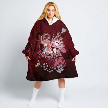 Jack Skellington & Sally True Love Never Die Oversize Heavy Fleece Hoodie Blanket GINNBC82641