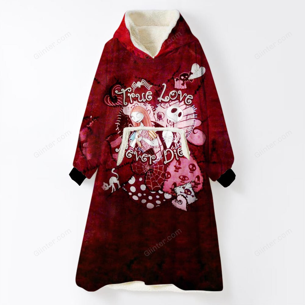 Jack Skellington & Sally True Love Never Die Oversize Heavy Fleece Hoodie Blanket GINNBC82641