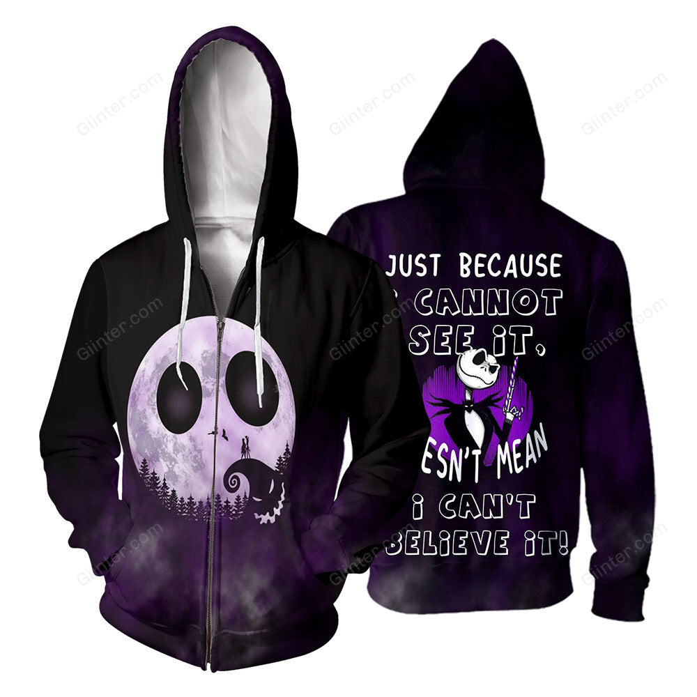 Jack Skellington 3D All Over Printed Shirts For Men And Women 190 - "Just because I cannot see it, doesn't mean I can't believe it!"