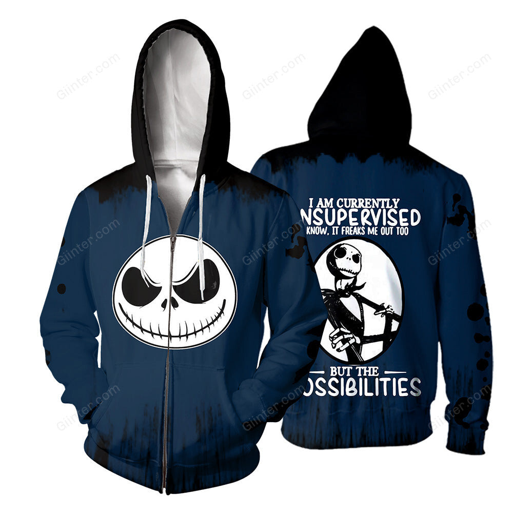 Jack Skellington 3D All Over Printed Shirts For Men And Women 457 - I Am Currently Unsupervised. I Know, It Freaks Me Out Too. But The Possiblities