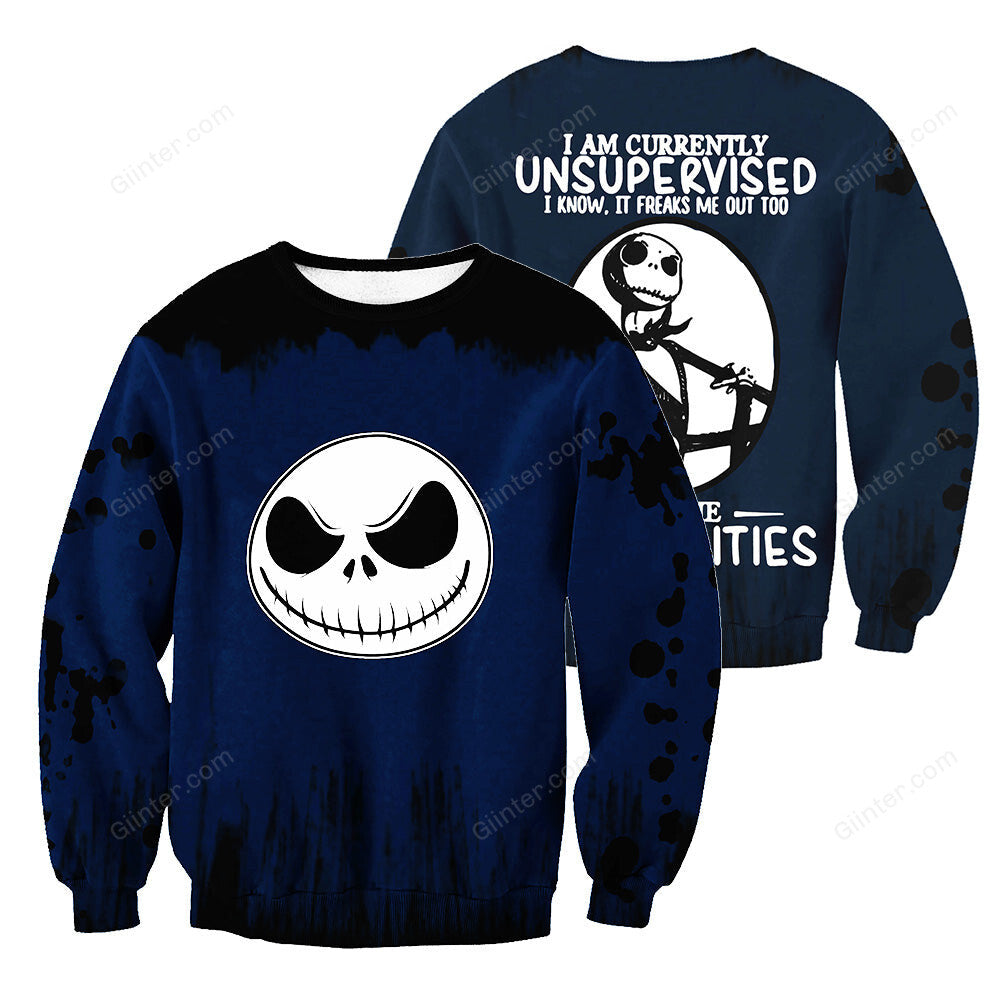 Jack Skellington 3D All Over Printed Shirts For Men And Women 457 - I Am Currently Unsupervised. I Know, It Freaks Me Out Too. But The Possiblities