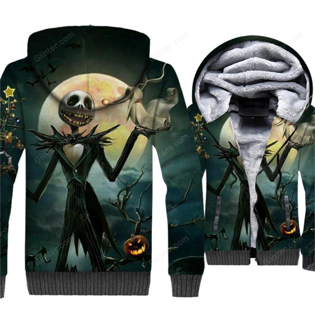 Jack Skellington 3D Print Hoodies Men Winter Zipper Jacket 2018
