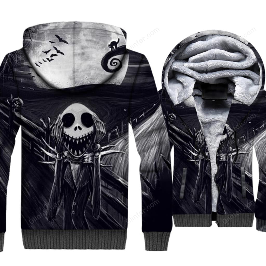 Jack Skellington 3D Print Hoodies Men Winter Zipper Jacket 2018