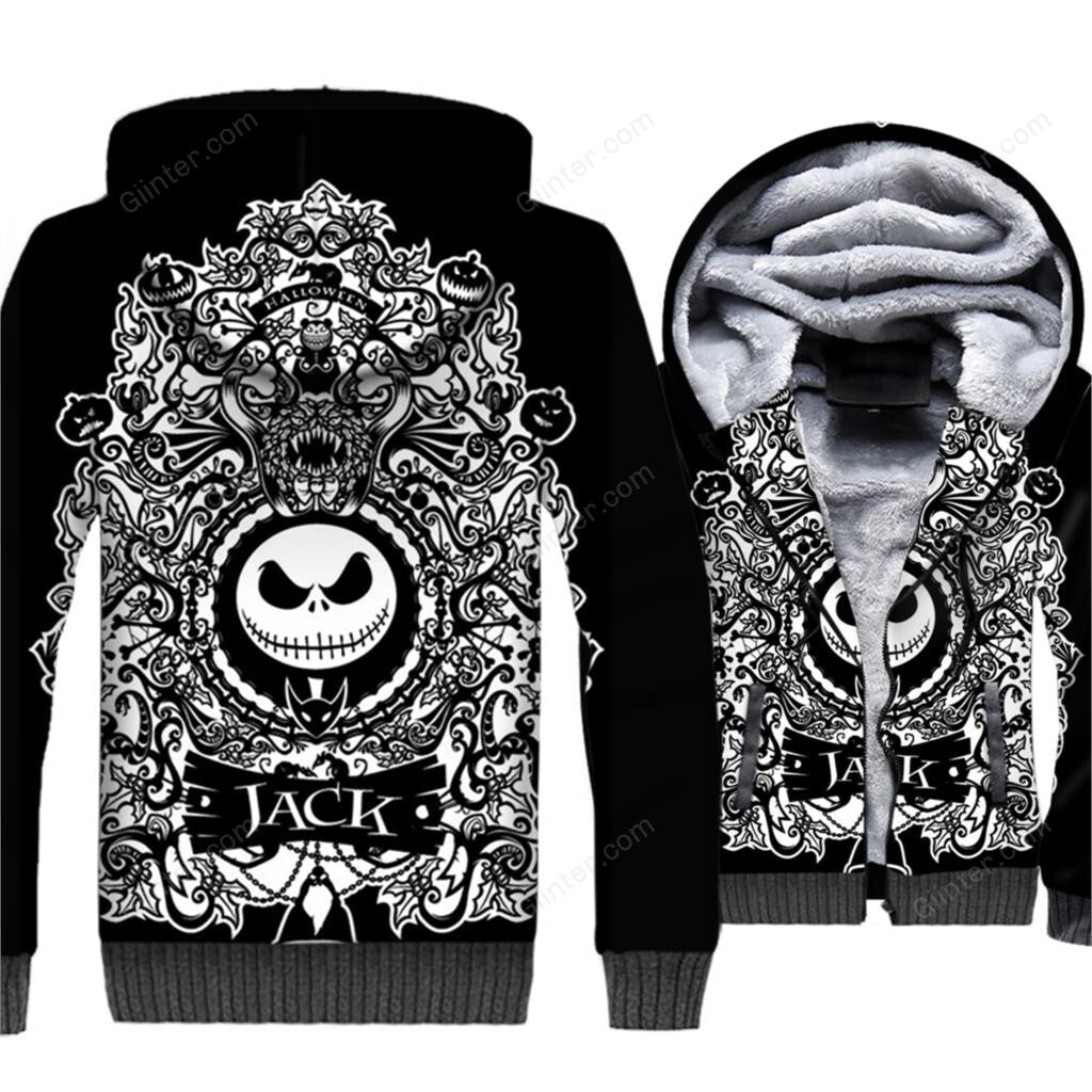 Jack Skellington 3D Print Hoodies Men Winter Zipper Jacket 2018