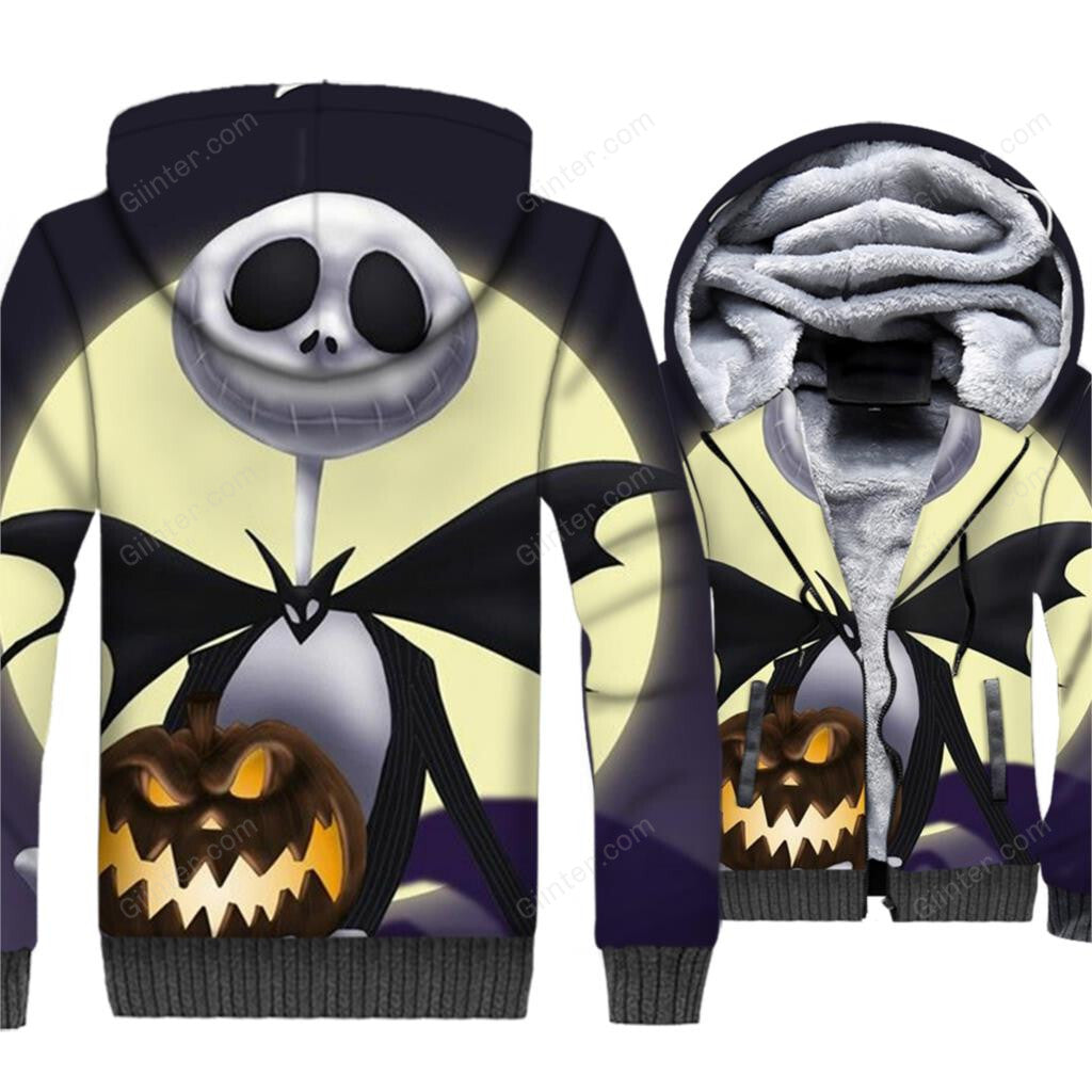 Jack Skellington 3D Print Hoodies Men Winter Zipper Jacket 2018