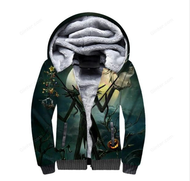 Jack Skellington 3D Print Hoodies Men Winter Zipper Jacket 2018