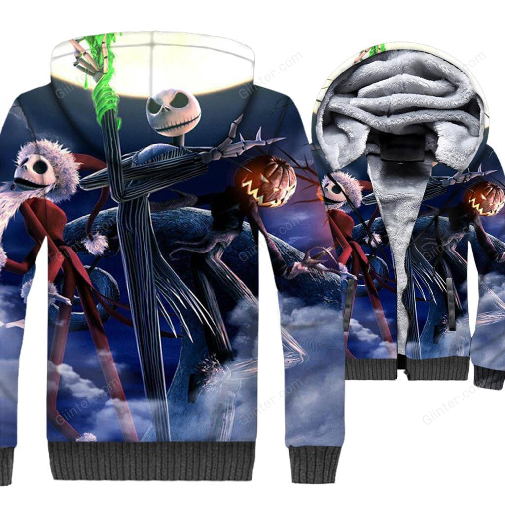 Jack Skellington 3D Print Hoodies Men Winter Zipper Jacket 2018