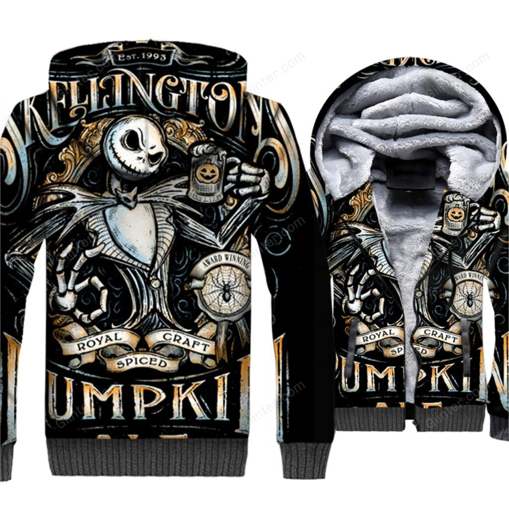 Jack Skellington 3D Print Hoodies Men Winter Zipper Jacket 2018