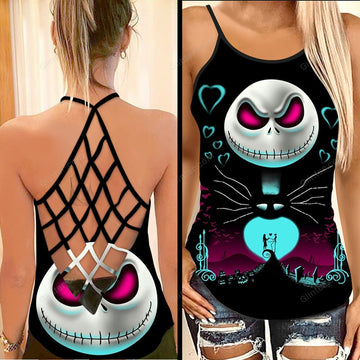 Jack Skellington A Night Of Love Criss-Cross Tank Top GINNBC00167