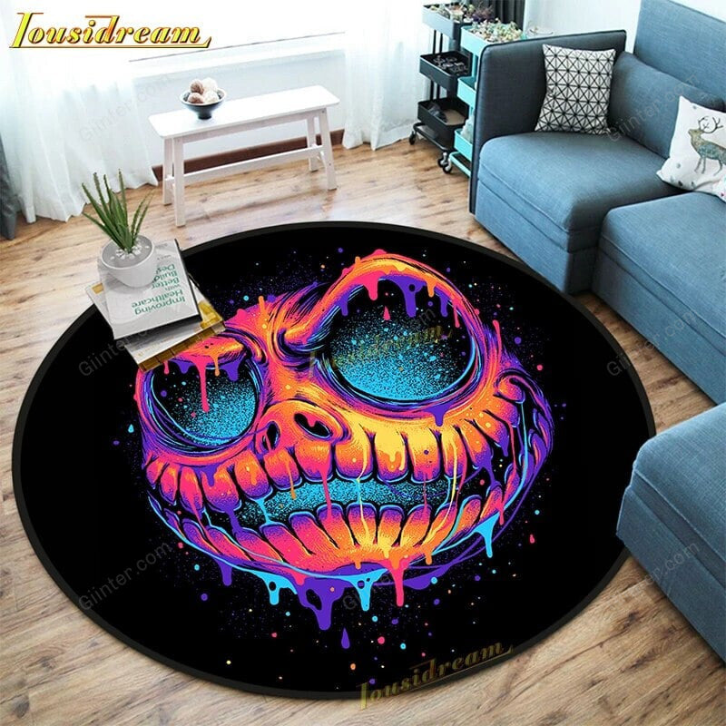 Jack Skellington Color Non-slip Floormat Area Round Rug (Foldable) GINNBC958A32