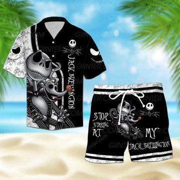 Jack Skellington Hawaiian Shirt & Beach Shorts Set GINNBC97367