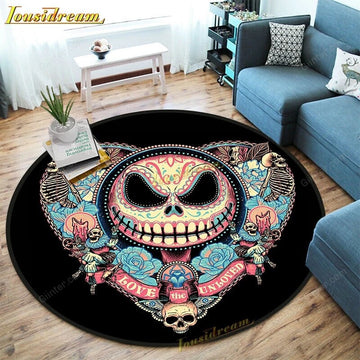 Jack Skellington Non-slip Floormat Area Round Rug (Foldable) GINNBC958C90
