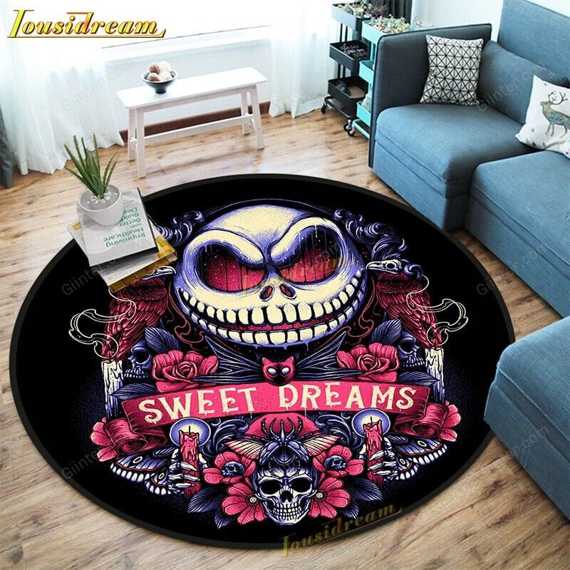 Jack Skellington Non-slip Floormat Area Round Rug (Foldable) GINNBC958E85