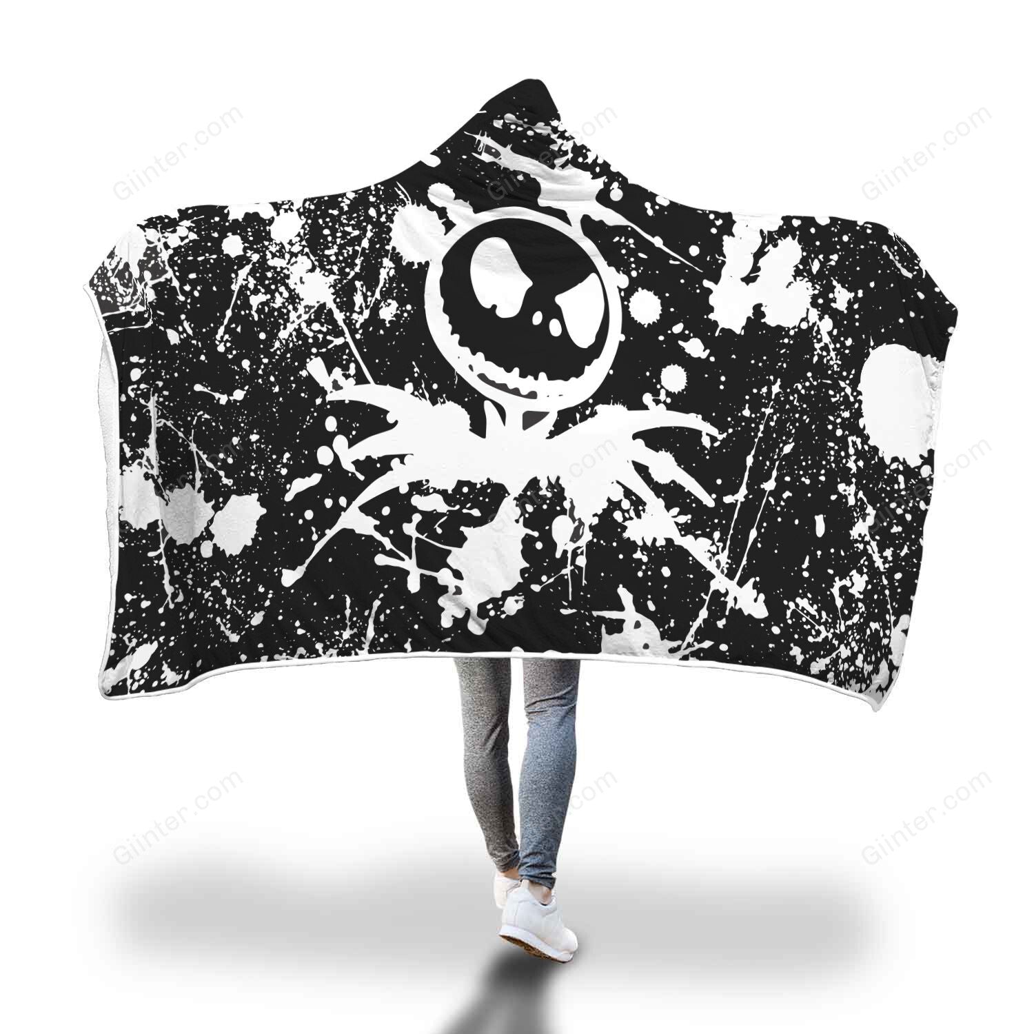 Jack Skellington Painted 3D Printed Hooded Blanket