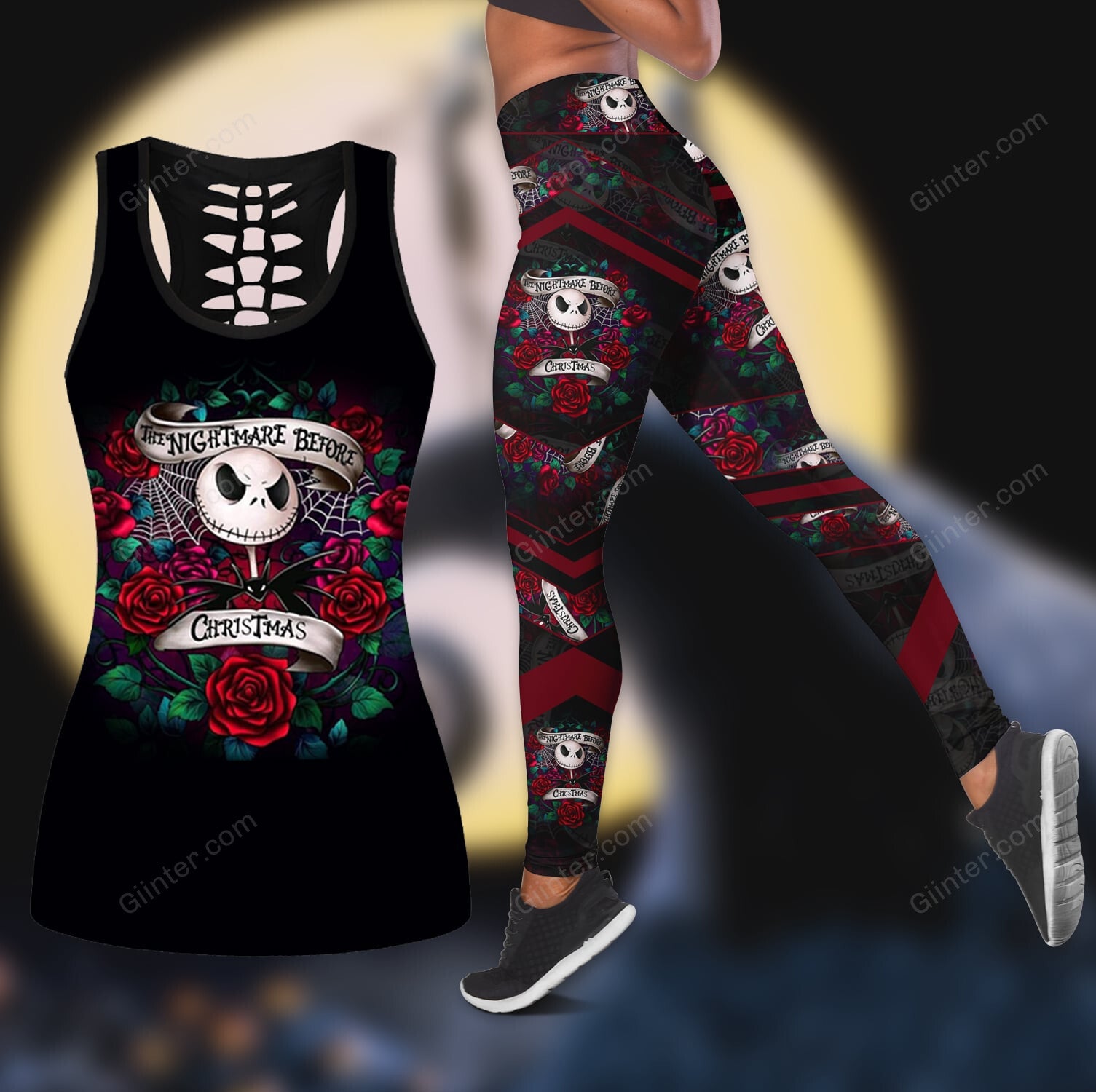 Jack Skellington Roses Women Tank Top & Legging GINNBC85546