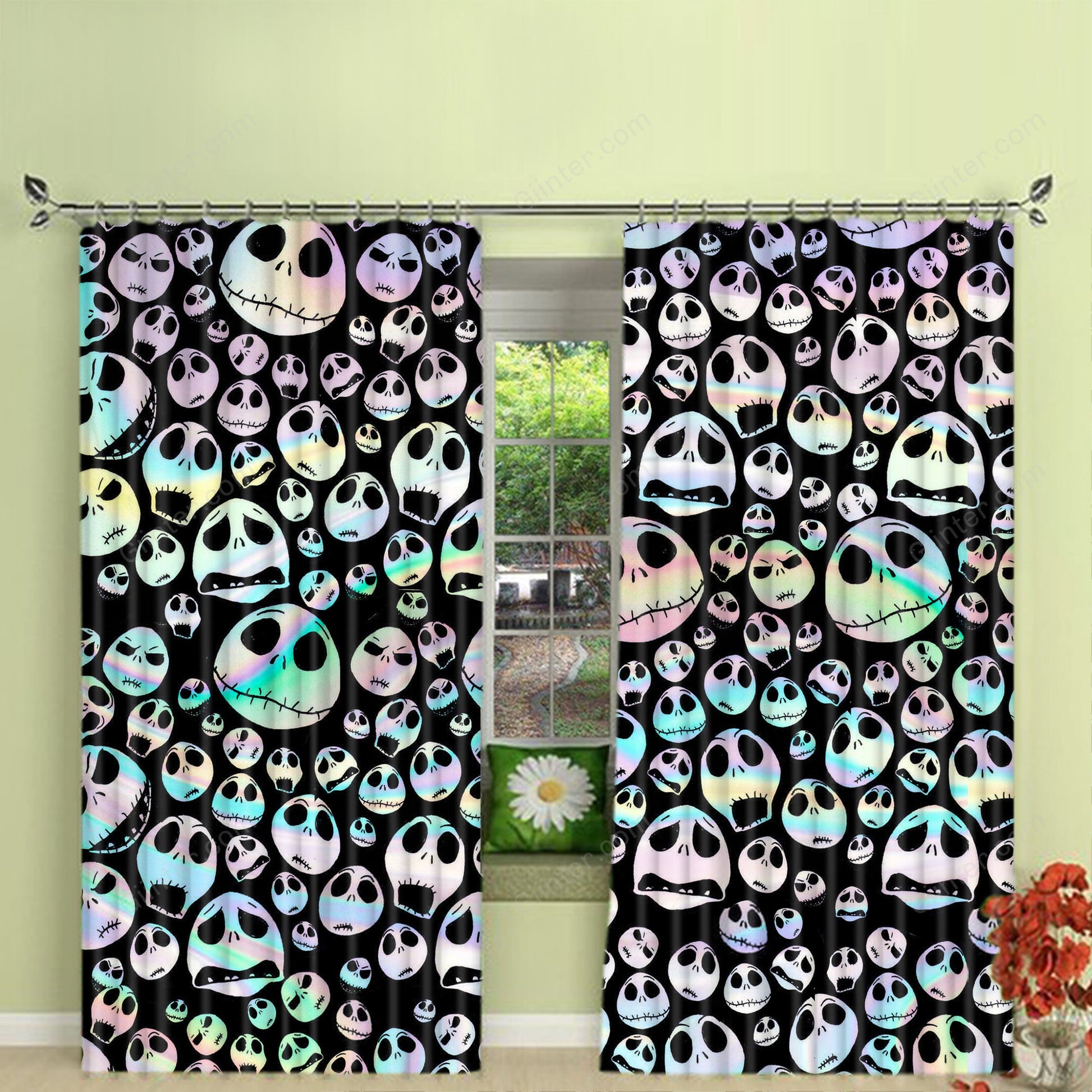 jack skellington window curtain