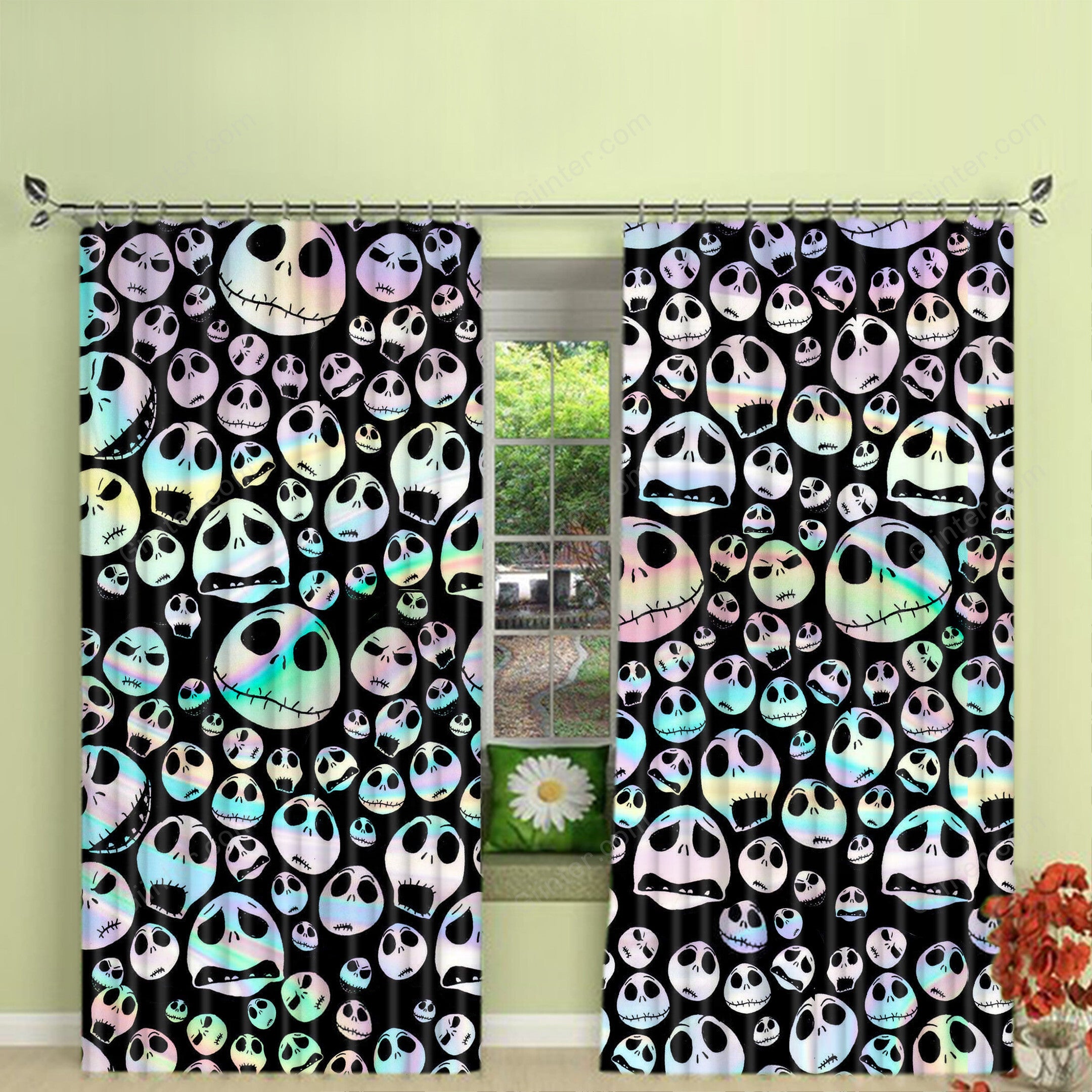 jack skellington window curtain
