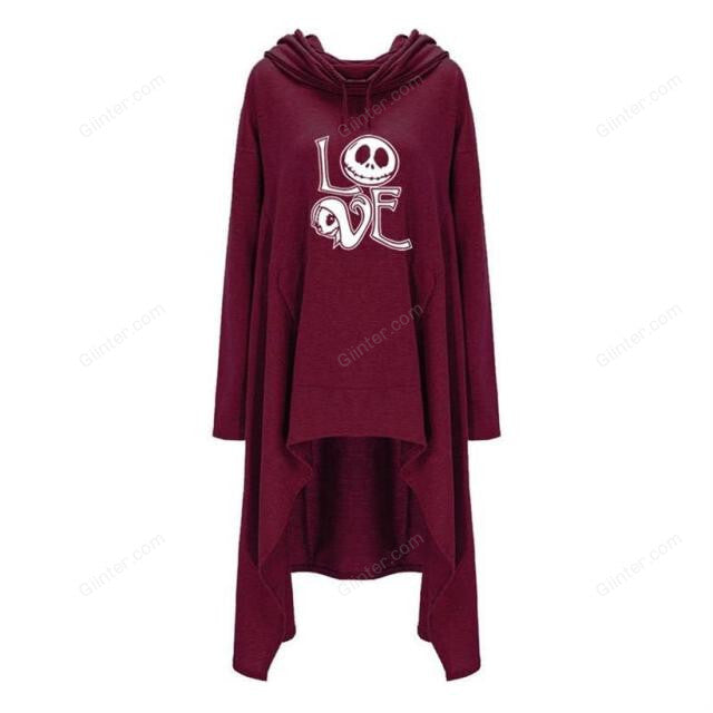 Jack Skellington Women Long Irregular Letters Print Sweatshirt