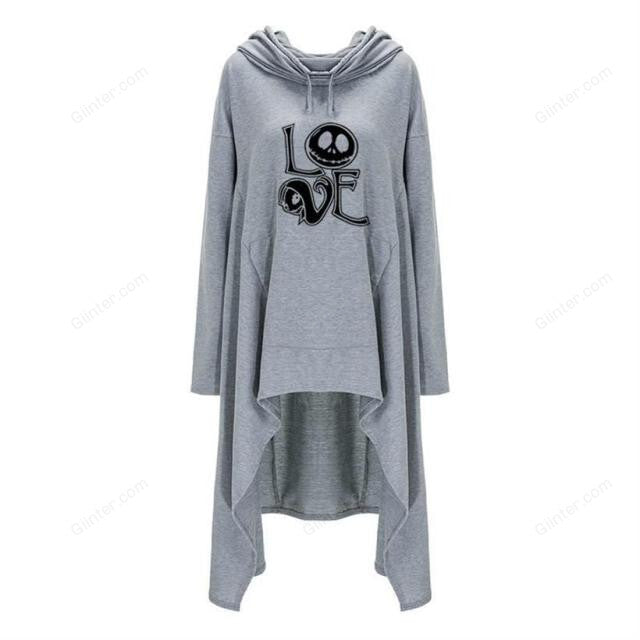 Jack Skellington Women Long Irregular Letters Print Sweatshirt