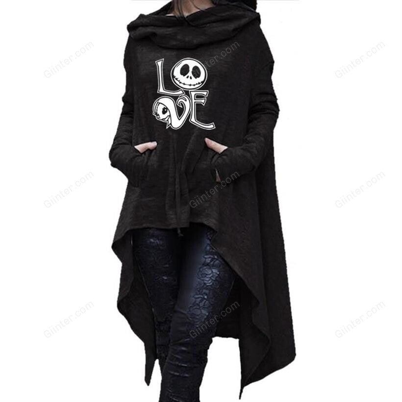 Jack Skellington Women Long Irregular Letters Print Sweatshirt
