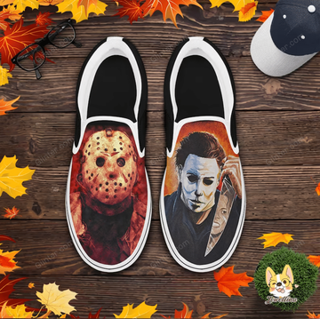Jason Voorheers & Michael Myers Horror Slip On Shoes GINHR38742