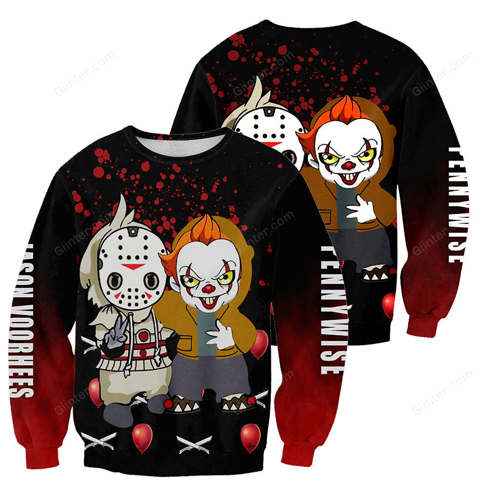 Jason Voorhees & Pennywise 3D All Over Printed Shirts For Men and Women 216