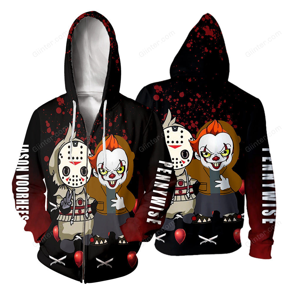 Jason Voorhees & Pennywise 3D All Over Printed Shirts For Men and Women 216