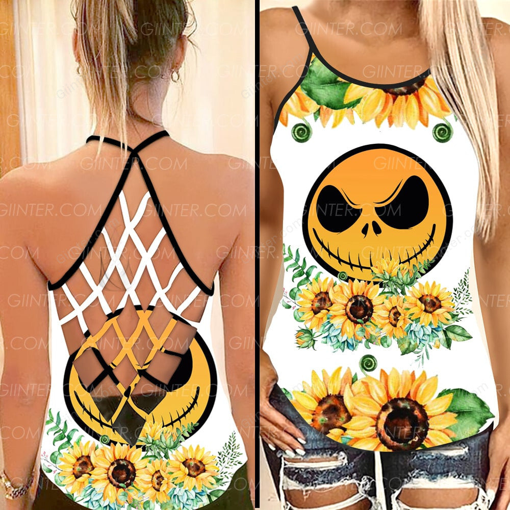 JS Sunflowers Criss-Cross Tank Top & Leggings Set GINNBC87724
