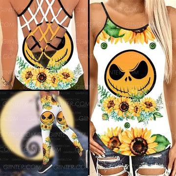 JS Sunflowers Criss-Cross Tank Top & Leggings Set GINNBC87724