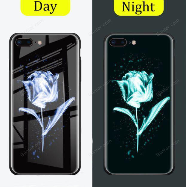 Luminous Tempered Glass Case For iPhone 5 5S SE iPhone 8 7 6 6S Plus Coque