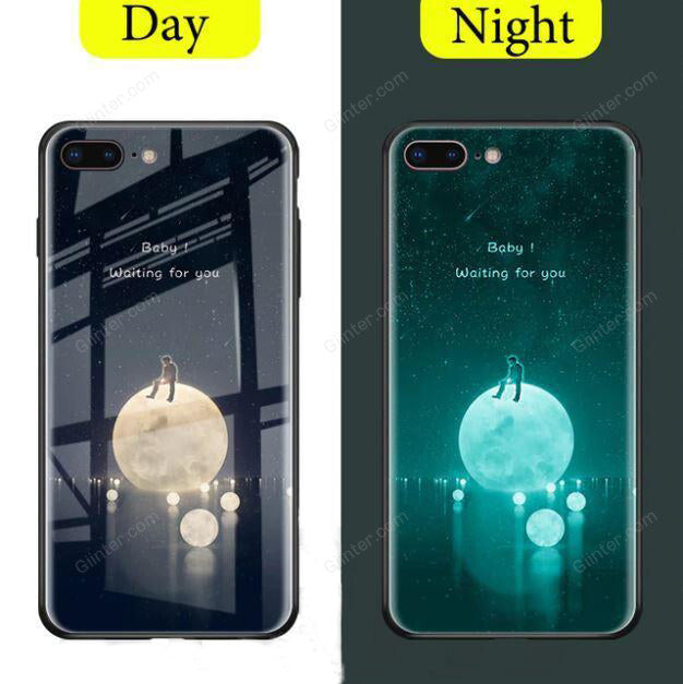 Luminous Tempered Glass Case For iPhone 5 5S SE iPhone 8 7 6 6S Plus Coque