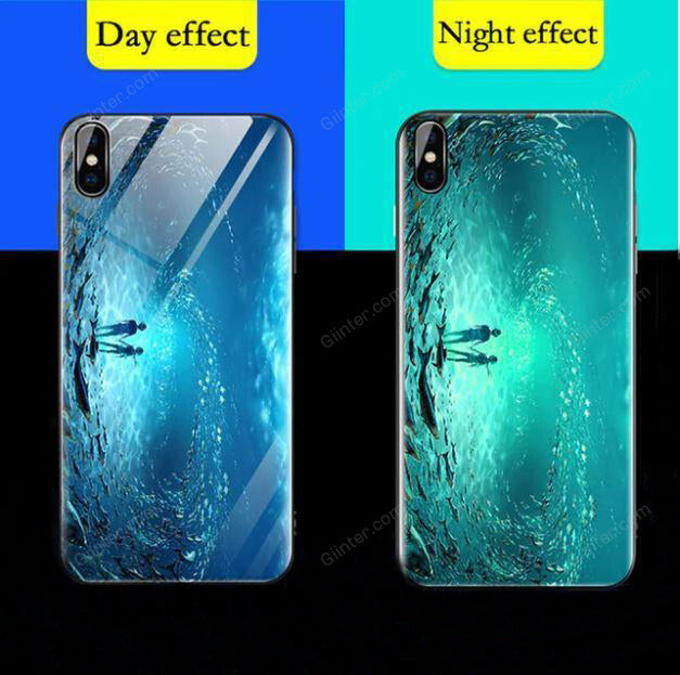 Luminous Tempered Glass Case For iPhone 5 5S SE iPhone 8 7 6 6S Plus Coque