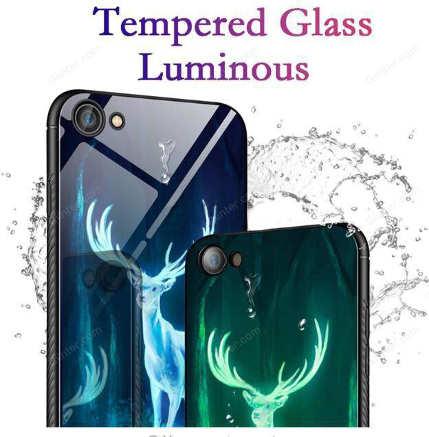 Luminous Tempered Glass Case For iPhone 5 5S SE iPhone 8 7 6 6S Plus Coque