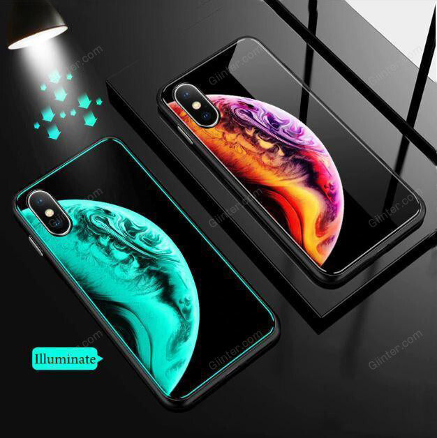 Luminous Tempered Glass Case For iPhone 5 5S SE iPhone 8 7 6 6S Plus Coque
