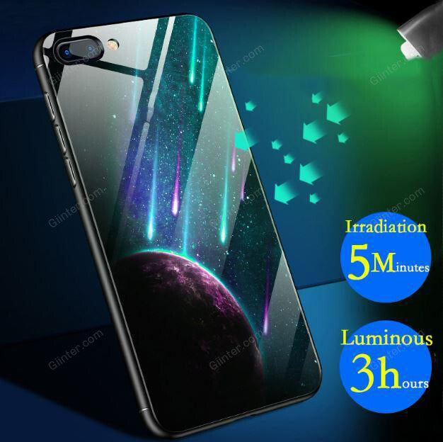 Luminous Tempered Glass Case For iPhone 5 5S SE iPhone 8 7 6 6S Plus Coque