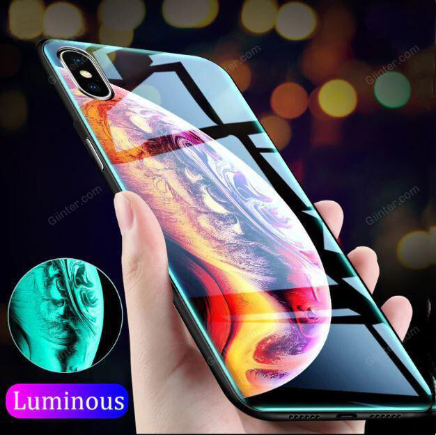 Luminous Tempered Glass Case For iPhone 5 5S SE iPhone 8 7 6 6S Plus Coque