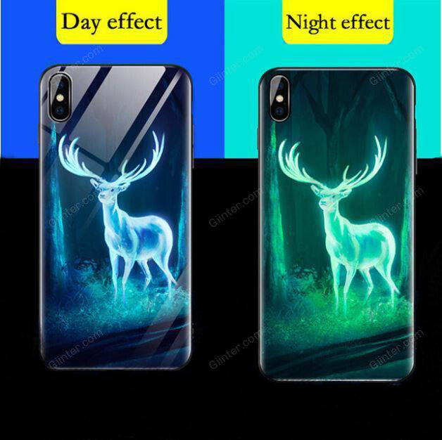 Luminous Tempered Glass Case For iPhone 5 5S SE iPhone 8 7 6 6S Plus Coque