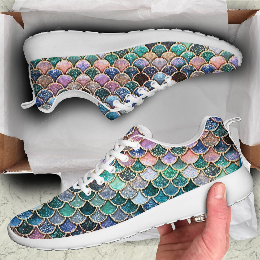 Mermaid Pattern Unisex Mesh Sneakers GINMED00984