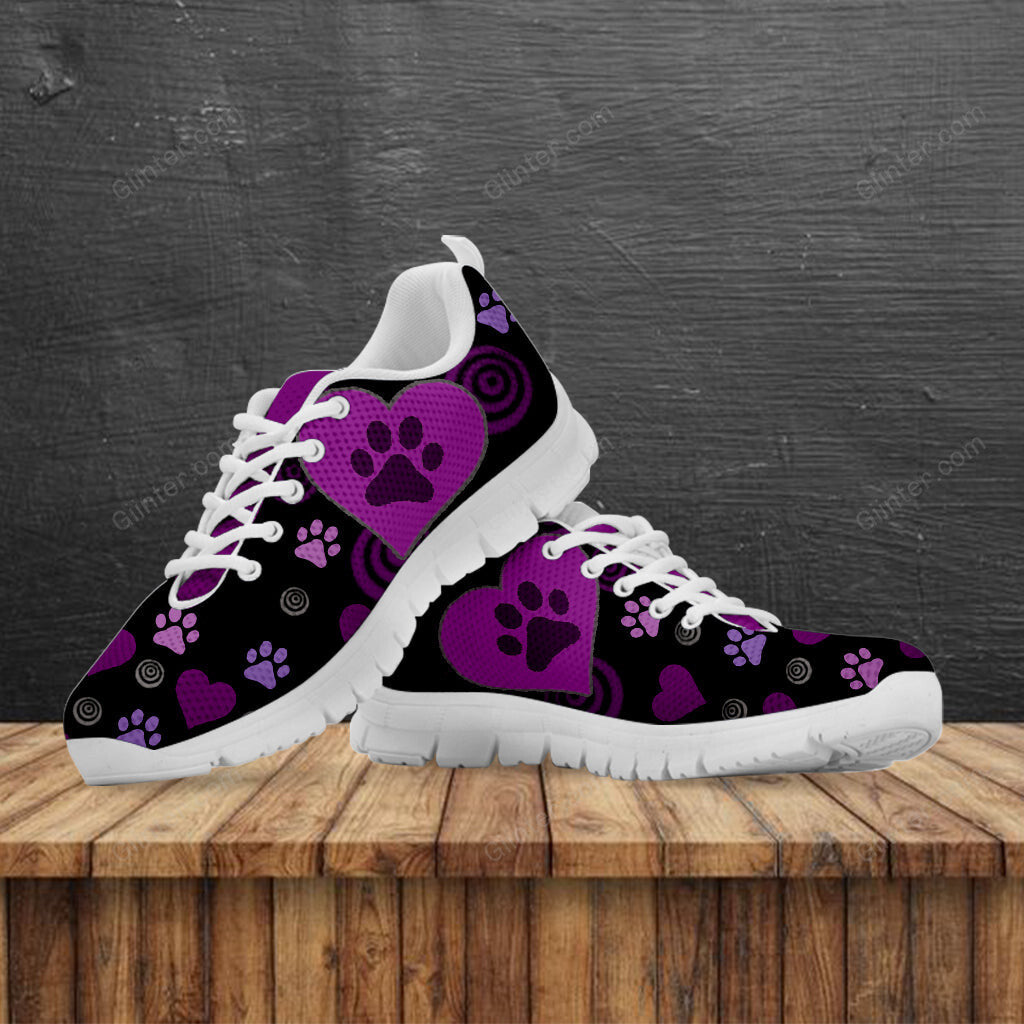 MESH RUNNING SHOES - PURPLE PAW PRINT