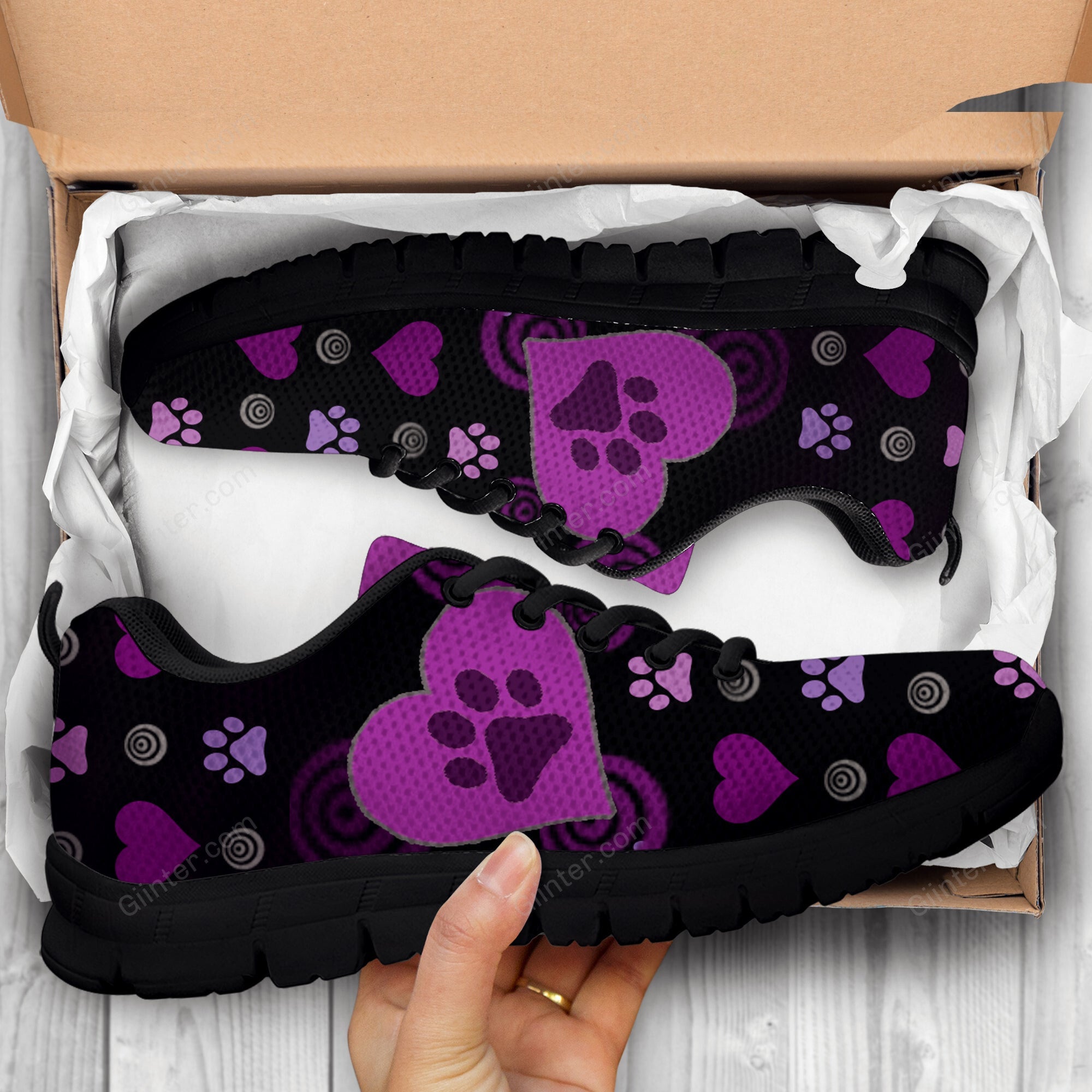 MESH RUNNING SHOES - PURPLE PAW PRINT