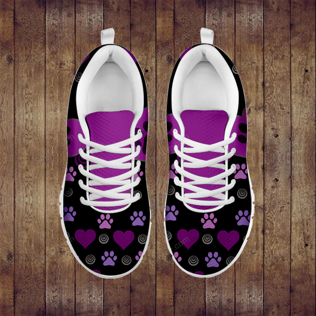MESH RUNNING SHOES - PURPLE PAW PRINT