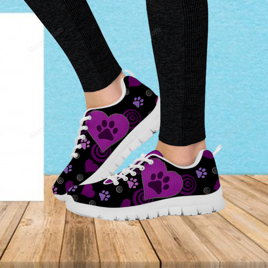 MESH RUNNING SHOES - PURPLE PAW PRINT